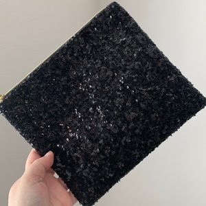 Black sequin clutch